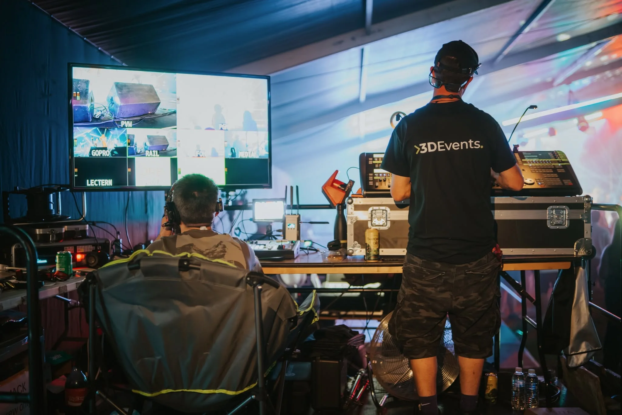 3D Events production team supporting a live event behind the scenes